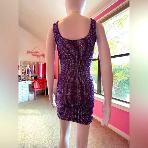 FASHION Nova Purple Sequin Mini Dress Petite XS - Picture 9 of 10